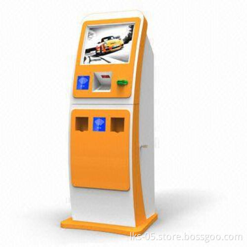 Self service payment kiosk terminal with card reader and receipt printer function